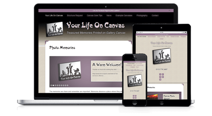 Your Life On Canvas Photography Website Mockup