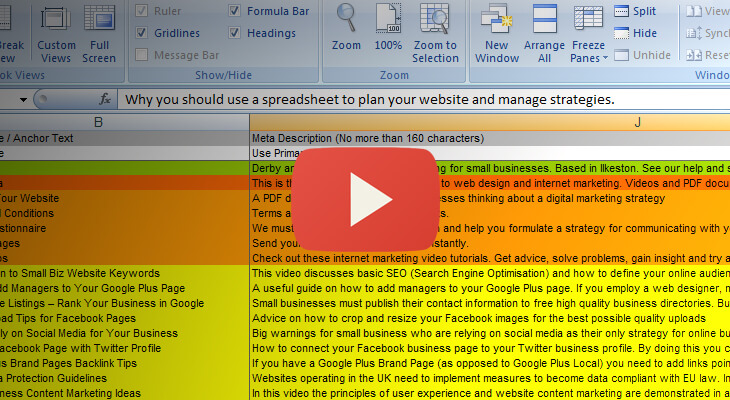 Website Planning Spreadsheet Advice