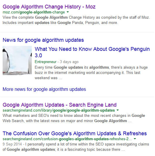 Google Algorithm Changes