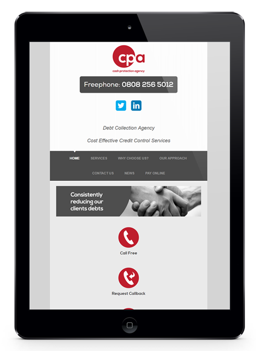 Cash Protection Agency iPad portrait mobile demo - small