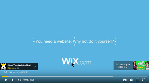 Wix website YouTube advert