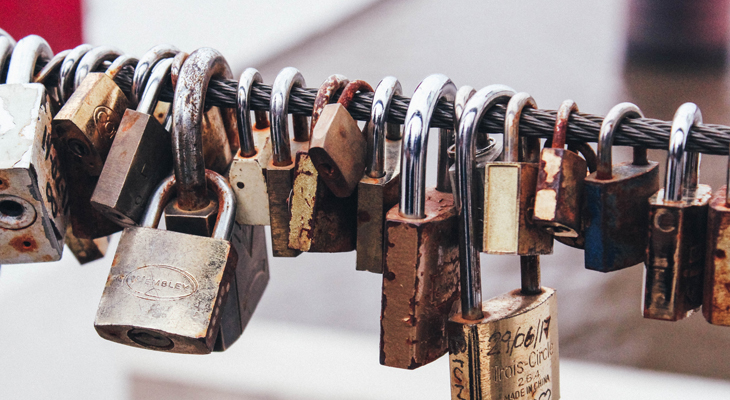 Photo of multiple padlocks on a piece of wire