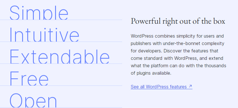 WordPress features