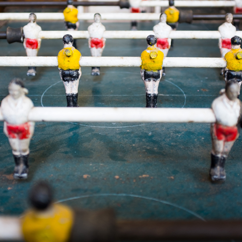 Photo of a players on a tabletop football game