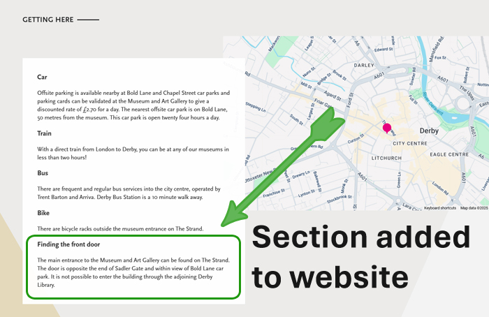 Screenshot of a website with a new section added to it