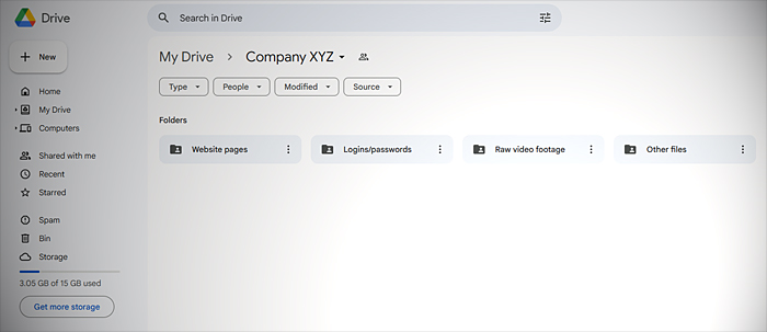 Screenshot of Google Drive folders